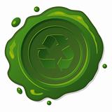Green wax seal with recycle symbol