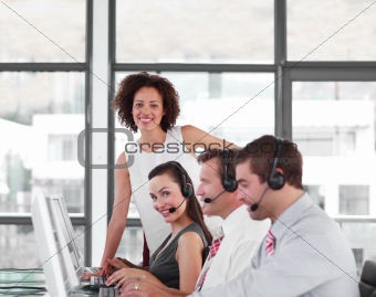 Female Business leader with her Team