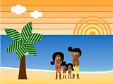 Retro Beach African American Family