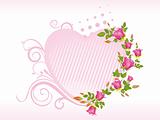 pink isolated heart shape frame with rose