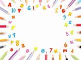 vector frame background using pecile, number and alphabet