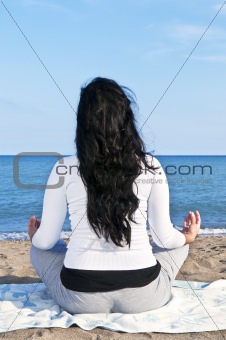 Young native american woman meditating