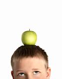 boy with apple on his head