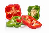 Green and red pepper slices
