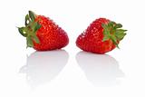 Two fresh and tasty strawberries