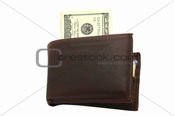 Wallet with 100 Dollars bills