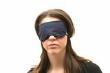 Woman wearing a blindfold