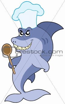 Shark chef with spoon