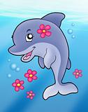 Cute dolphin girl in sea