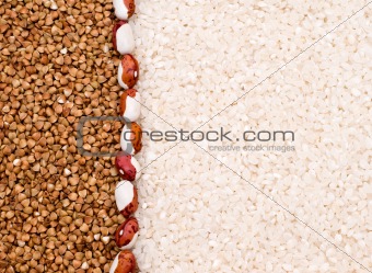 Buckwheat and rice background