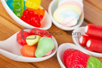 Candies in the spoons