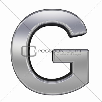 One letter from chrome alphabet set, isolated on white.