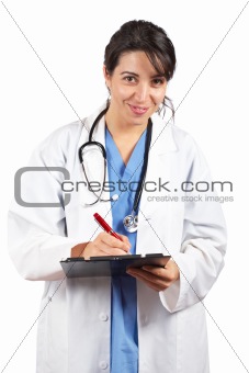 Female doctor writing