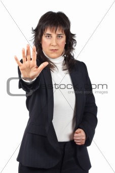 Business woman saying stop