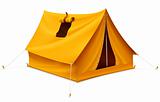yellow tourist tent for travel and camping