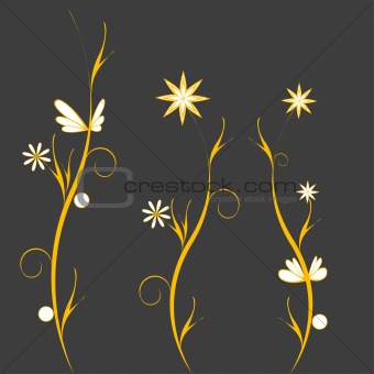 yellow flowerses on gray background