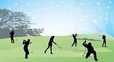 Golfer silhouettes