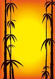 Silhouette of bamboo shoots over a sunset background