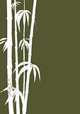 White silhouette grunge bamboo shoots on a khaki green background