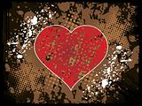 grunge vector background with red heart