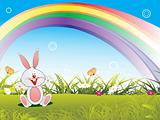 happy bunny in the garden illustration