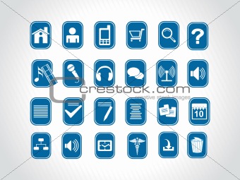 icons on blue background