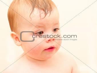 Portrait of a baby boy with room to copy