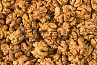 Lot of walnuts close up