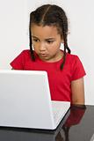 Little Girl Using A Laptop Computer