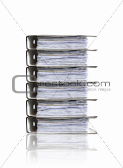 Heap of folders on white