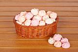 Pink marshmallows in the basket