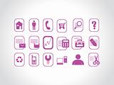 set of purple icons for website