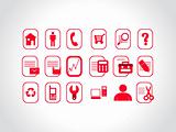 set of red icons for website