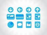 set of various web icons in blue