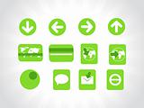 set of various web icons in green