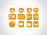set of various web icons in orange