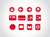 set of various web icons in red