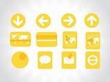 set of various web icons in yellow