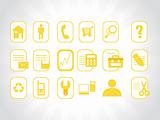 set of yellow icons for website