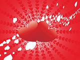 shiny couple romantic heart, red background