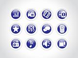web 2.0 glassy icons set in blue