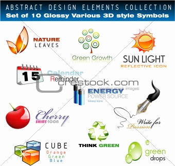 Glossy 3D set of design Elements