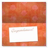 Celebration greeting card with damask pattern and label