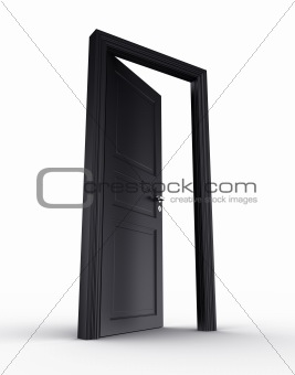 Open black door