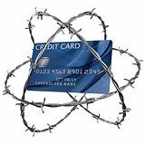 Credit card wrapped in barbed wire