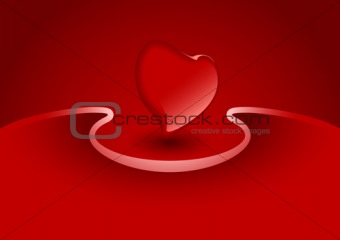 Valentine greeting card with heart in red color, vector illustra