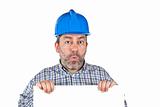 Surprised and curious construction worker