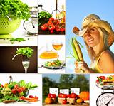 Collage of fresh summer vegetables 