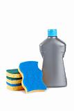 Detergent bottle and sponges