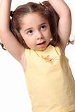 Toddler girl arms above head
